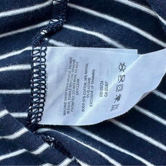 Columbia Navy White Striped High-Low Pull-On A-Line Midi Skirt Size S - Picture 5 of 10